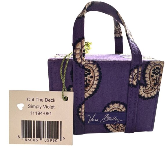 NWT Vera Bradley Playing Cards Mini Bag Simply Violet Cut The Deck Purple Black - Picture 3 of 5